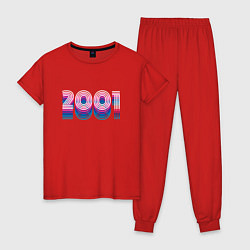 Пижама хлопковая женская 2001 год ретро неон, цвет: красный