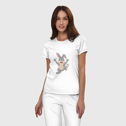 Пижама хлопковая женская Running Rabbit, цвет: белый — фото 2