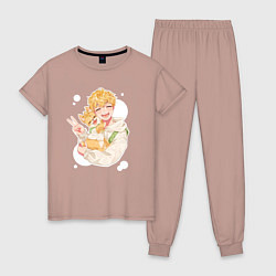 Пижама хлопковая женская Takemicchi, цвет: пыльно-розовый