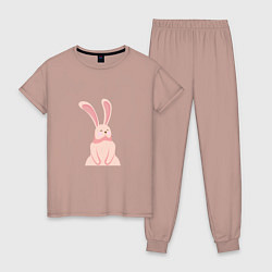 Пижама хлопковая женская Pink Bunny, цвет: пыльно-розовый