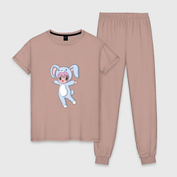 Пижама хлопковая женская Rabbit Girl, цвет: пыльно-розовый
