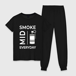 Пижама хлопковая женская Smoke Mid Everyday, цвет: черный