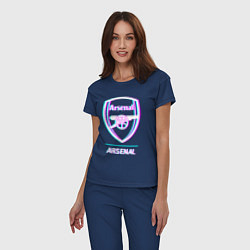 Пижама хлопковая женская Arsenal FC в стиле glitch, цвет: тёмно-синий — фото 2