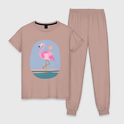 Пижама хлопковая женская Фламинго, цвет: пыльно-розовый