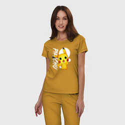 Пижама хлопковая женская Funko pop Pikachu, цвет: горчичный — фото 2