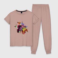 Пижама хлопковая женская Кленовая осень, цвет: пыльно-розовый