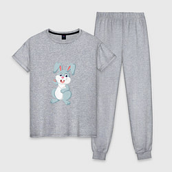 Пижама хлопковая женская Привет от кролика, цвет: меланж