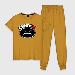 Пижама хлопковая женская Onyx - black logo, цвет: горчичный