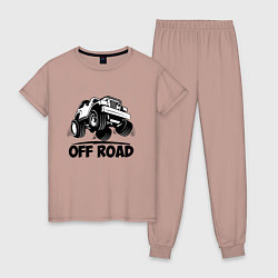 Пижама хлопковая женская Off road - Jeep Chrysler, цвет: пыльно-розовый