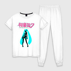Пижама хлопковая женская Вокалоид Хацуне Мику, цвет: белый