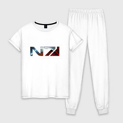 Пижама хлопковая женская Mass Effect N7 -Shooter, цвет: белый