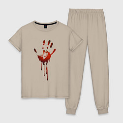 Пижама хлопковая женская Кровавый след руки, цвет: миндальный