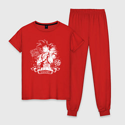 Пижама хлопковая женская Son Goku - character - Dragon Ball, цвет: красный
