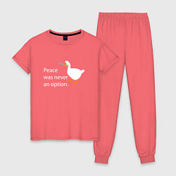 Пижама хлопковая женская Peace was never an option!, цвет: коралловый