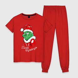 Женская пижама Merry Christmas, Santa Claus Grinch