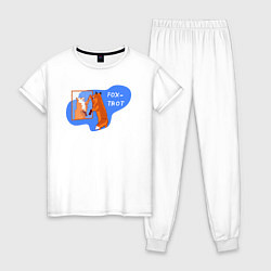Пижама хлопковая женская Лисы - Foxtrot, цвет: белый