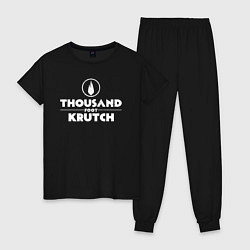 Пижама хлопковая женская Thousand Foot Krutch белое лого, цвет: черный