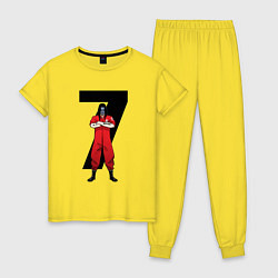 Пижама хлопковая женская Slipknot Семерка, цвет: желтый