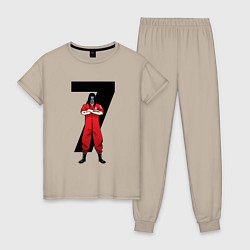 Пижама хлопковая женская Slipknot Семерка, цвет: миндальный