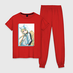 Пижама хлопковая женская Кон арт - Инцидент Кэмоно, цвет: красный