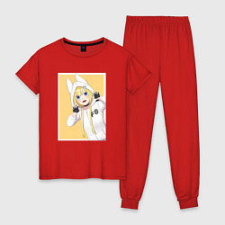 Пижама хлопковая женская Красотка Кон - Инцидент Кэмоно, цвет: красный