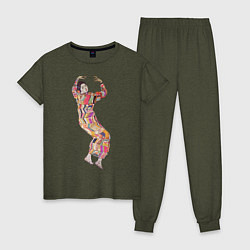 Пижама хлопковая женская Fraulein Beer Egon Schiele, цвет: меланж-хаки