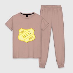 Пижама хлопковая женская Bitcoin 2023, цвет: пыльно-розовый
