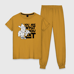 Пижама хлопковая женская Ты то , что ешь, цвет: горчичный