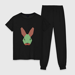 Пижама хлопковая женская Patchwork rabbit, цвет: черный