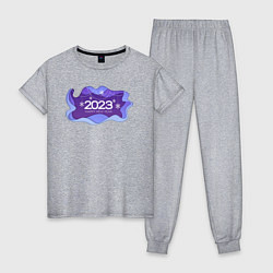 Пижама хлопковая женская Новый год 2023 объёмный арт, цвет: меланж