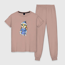 Пижама хлопковая женская Мама зайка, цвет: пыльно-розовый