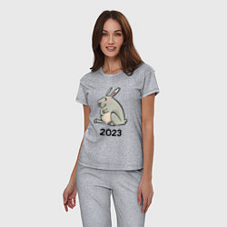Пижама хлопковая женская Большой кролик 2023, цвет: меланж — фото 2