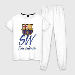 Пижама хлопковая женская Barcelona - Spain - sweeper, цвет: белый