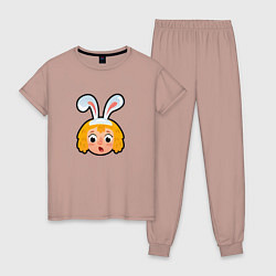 Женская пижама Мультяшная девочка с ушами зайца