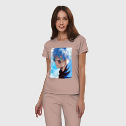 Пижама хлопковая женская Сатору Годжо в очках - Jujutsu kaisen, цвет: пыльно-розовый — фото 2