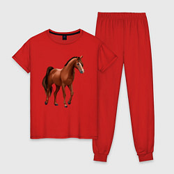 Пижама хлопковая женская Тракененская лошадь, цвет: красный