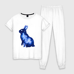 Пижама хлопковая женская Звездный силуэт кролика, цвет: белый