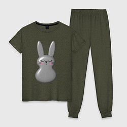 Пижама хлопковая женская Чёрный кролик неваляшка, цвет: меланж-хаки