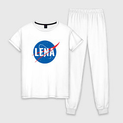 Пижама хлопковая женская Лена в стиле NASA, цвет: белый