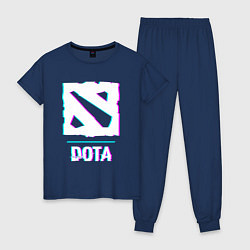 Пижама хлопковая женская Dota в стиле glitch и баги графики, цвет: тёмно-синий