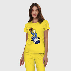 Пижама хлопковая женская Vault boy - bomb rider, цвет: желтый — фото 2