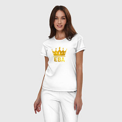 Пижама хлопковая женская Ева корона, цвет: белый — фото 2