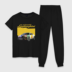 Пижама хлопковая женская Lamborghini Urus - Italy, цвет: черный