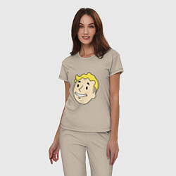 Пижама хлопковая женская Vault boy head, цвет: миндальный — фото 2