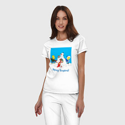 Пижама хлопковая женская Дети Симпсоны лепят маму с папой, цвет: белый — фото 2