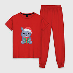 Пижама хлопковая женская Малыш Тоторо, цвет: красный