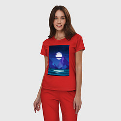 Пижама хлопковая женская Космос, цвет: красный — фото 2