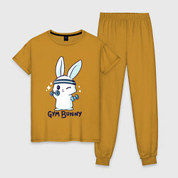 Пижама хлопковая женская Gym bunny, цвет: горчичный