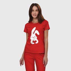 Пижама хлопковая женская Lovely bunny, цвет: красный — фото 2