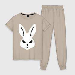 Пижама хлопковая женская Evil bunny head, цвет: миндальный